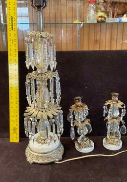 Lamp, Candleholders w/Prisms