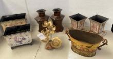 Metal Planters, Vases, etc