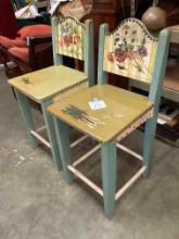 Pair Painted Barstools