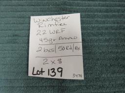 2 boxes of Winchester Rimfire 22WRF 45gr, 50rds per box,
