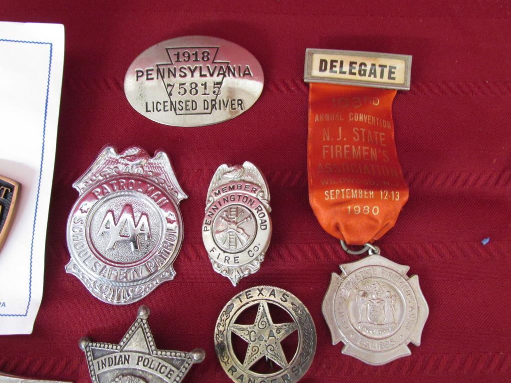 11 vintage badges and medals. Police, range, Sheriff and more