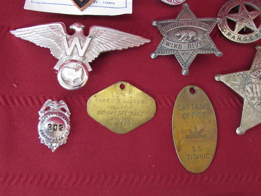 11 vintage badges and medals. Police, range, Sheriff and more