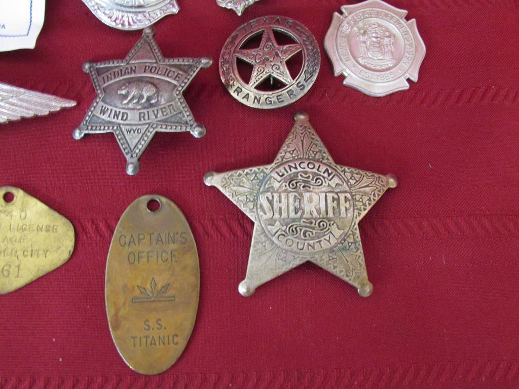 11 vintage badges and medals. Police, range, Sheriff and more