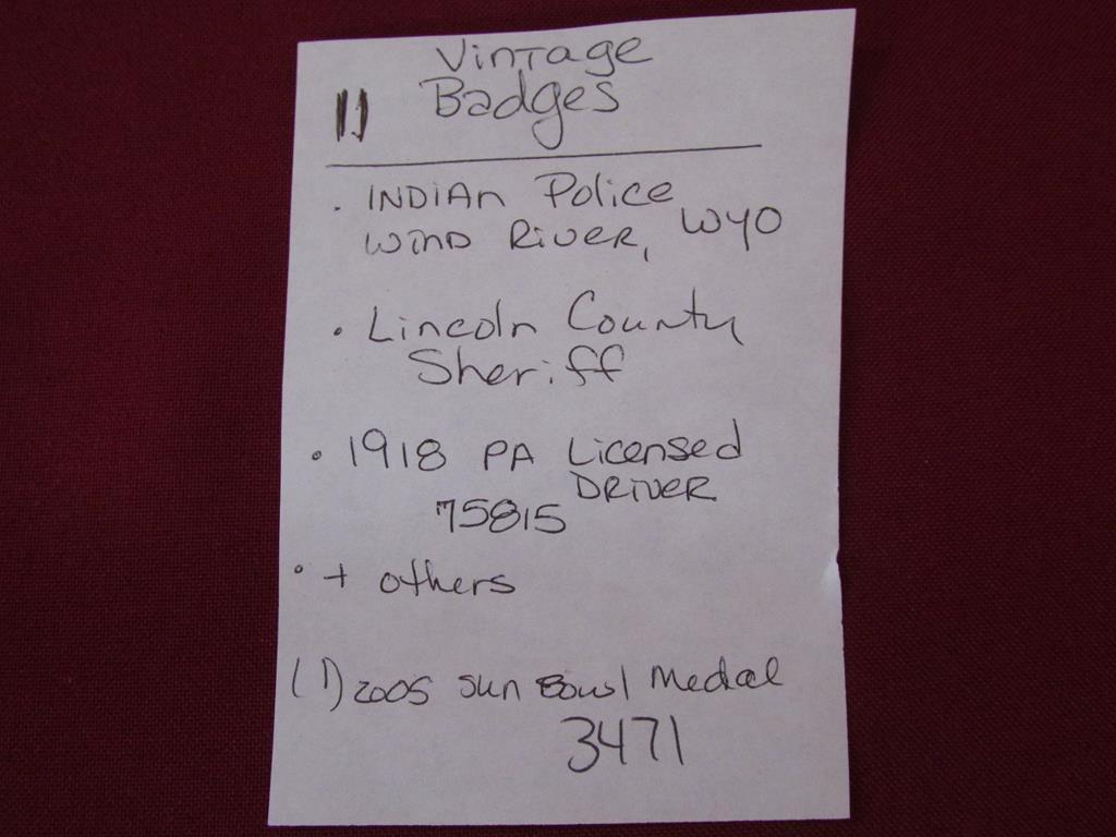 11 vintage badges and medals. Police, range, Sheriff and more