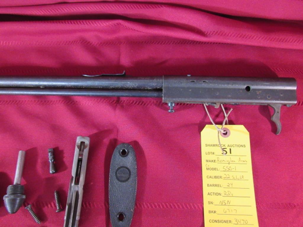 Remington Arms 550-1 barreled receiver with parts, no SN, 24" barrel,