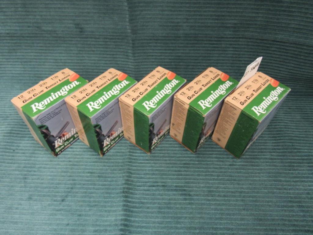 5 boxes of Remington 12ga 2 3/4" 8 shot, 4 bxs with 25rds, 1bx with 20rds