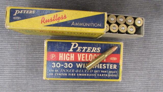 3 vintage boxes 30-30 40rds, 20pc brass.