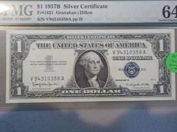 N7 $1.00 1957B Silver Certificate Choice UNC 64