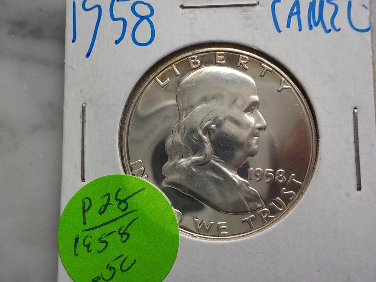 P28 1958 Half Dollar Cameo Franklin