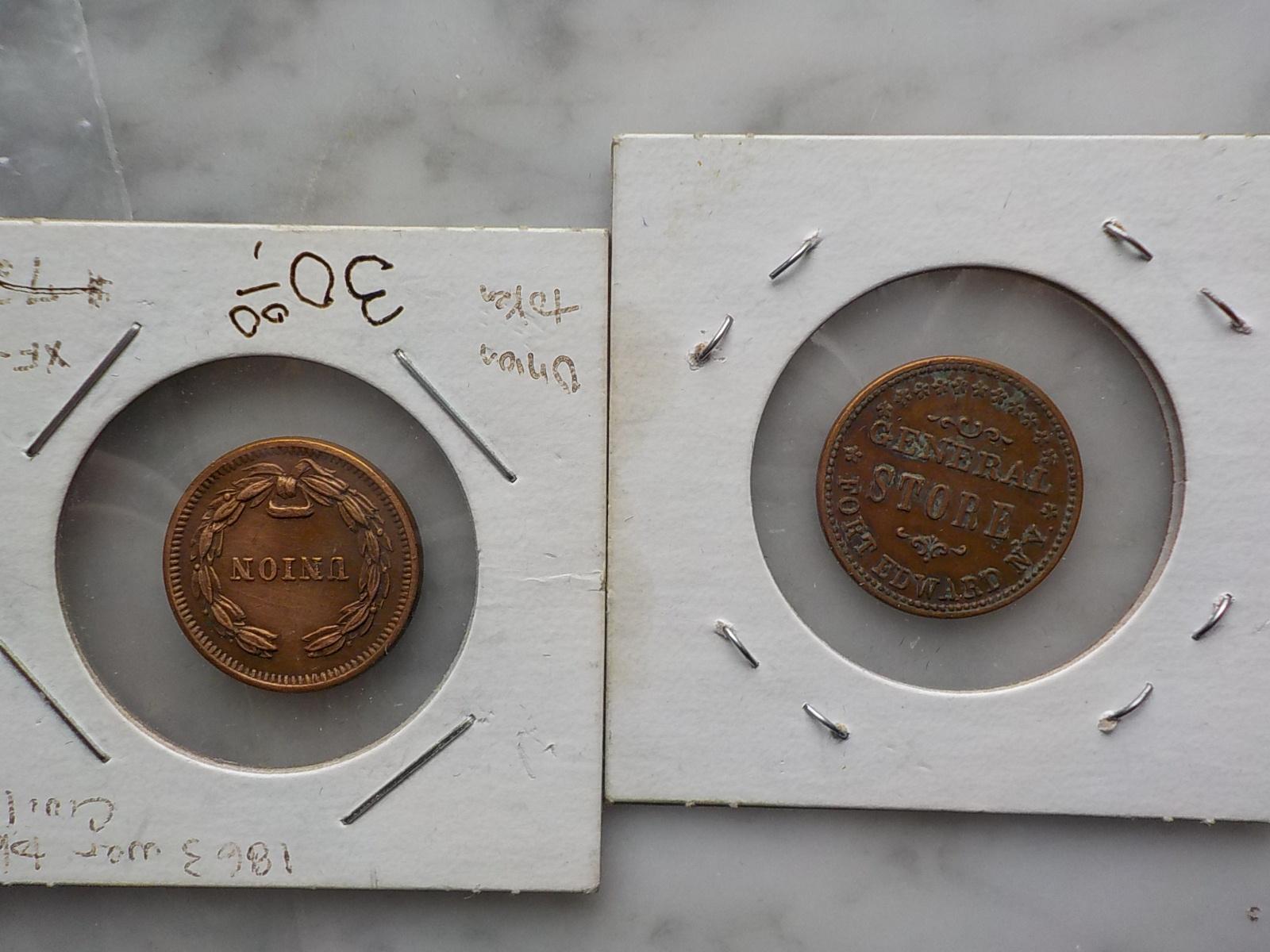 P32 7 Civil War Tokens All