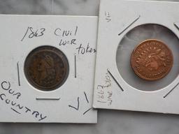 P32 7 Civil War Tokens All