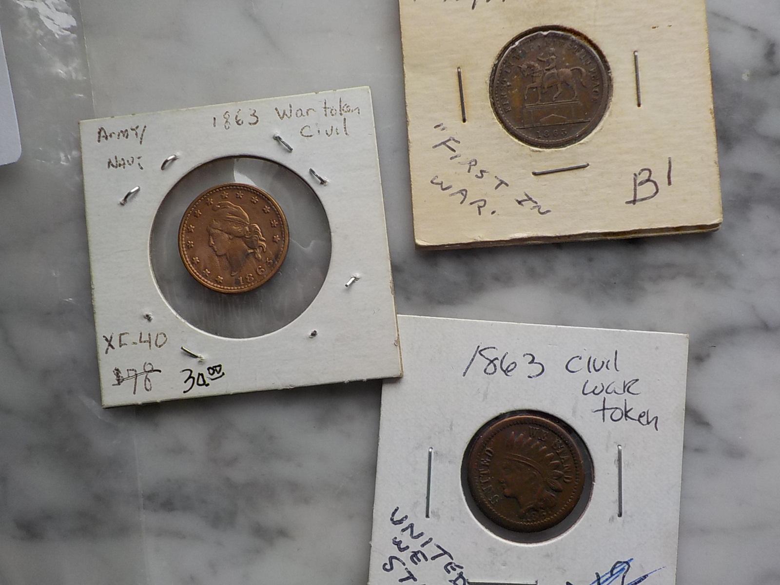P32 7 Civil War Tokens All