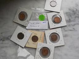 P32 7 Civil War Tokens All