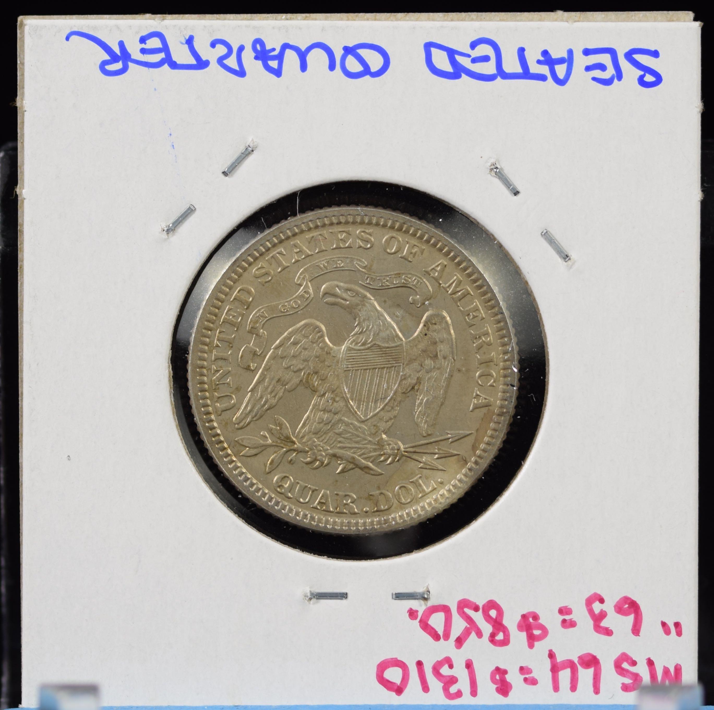 1890 Seated Quarter GEM BU PL Mintage 80,590