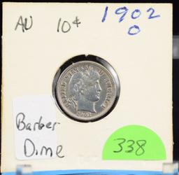 1902-O Barber Silver Dime About UNC