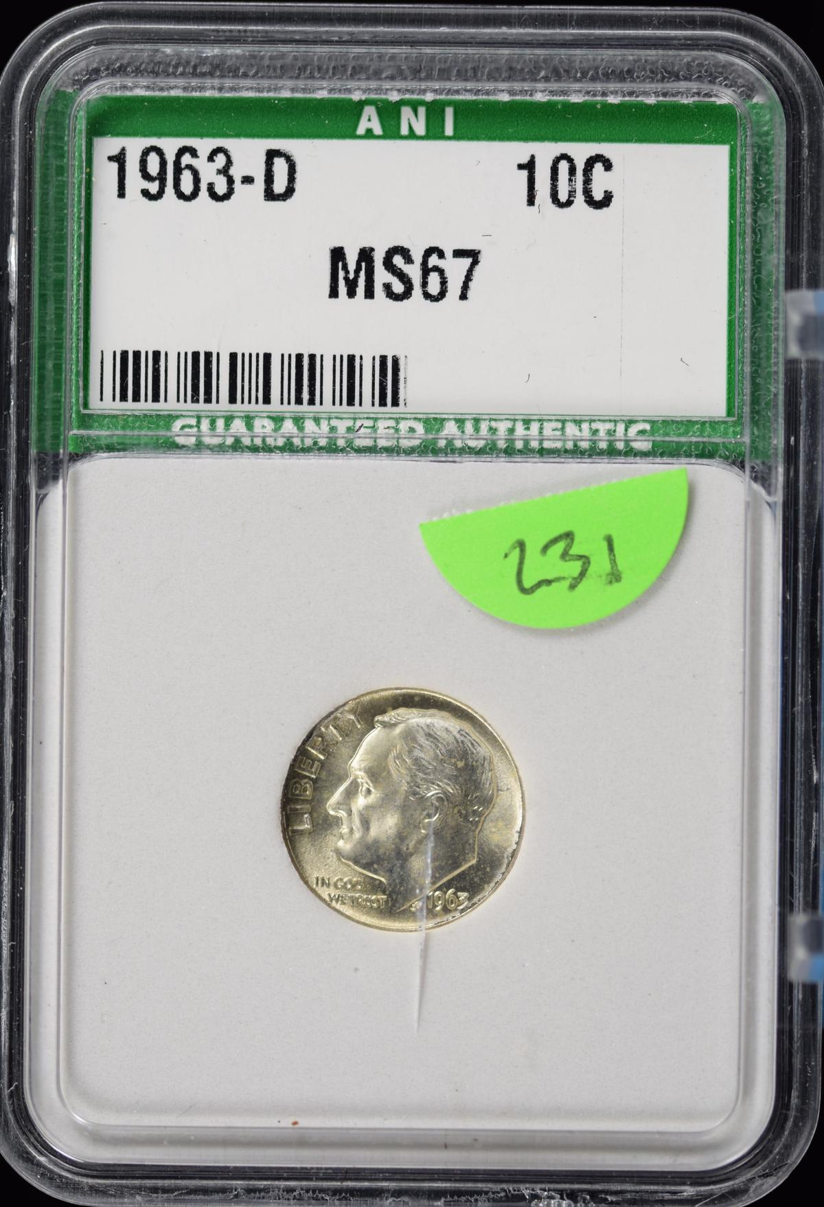 1963-D Roosevelt Dime Superb Uncirculated MS 67