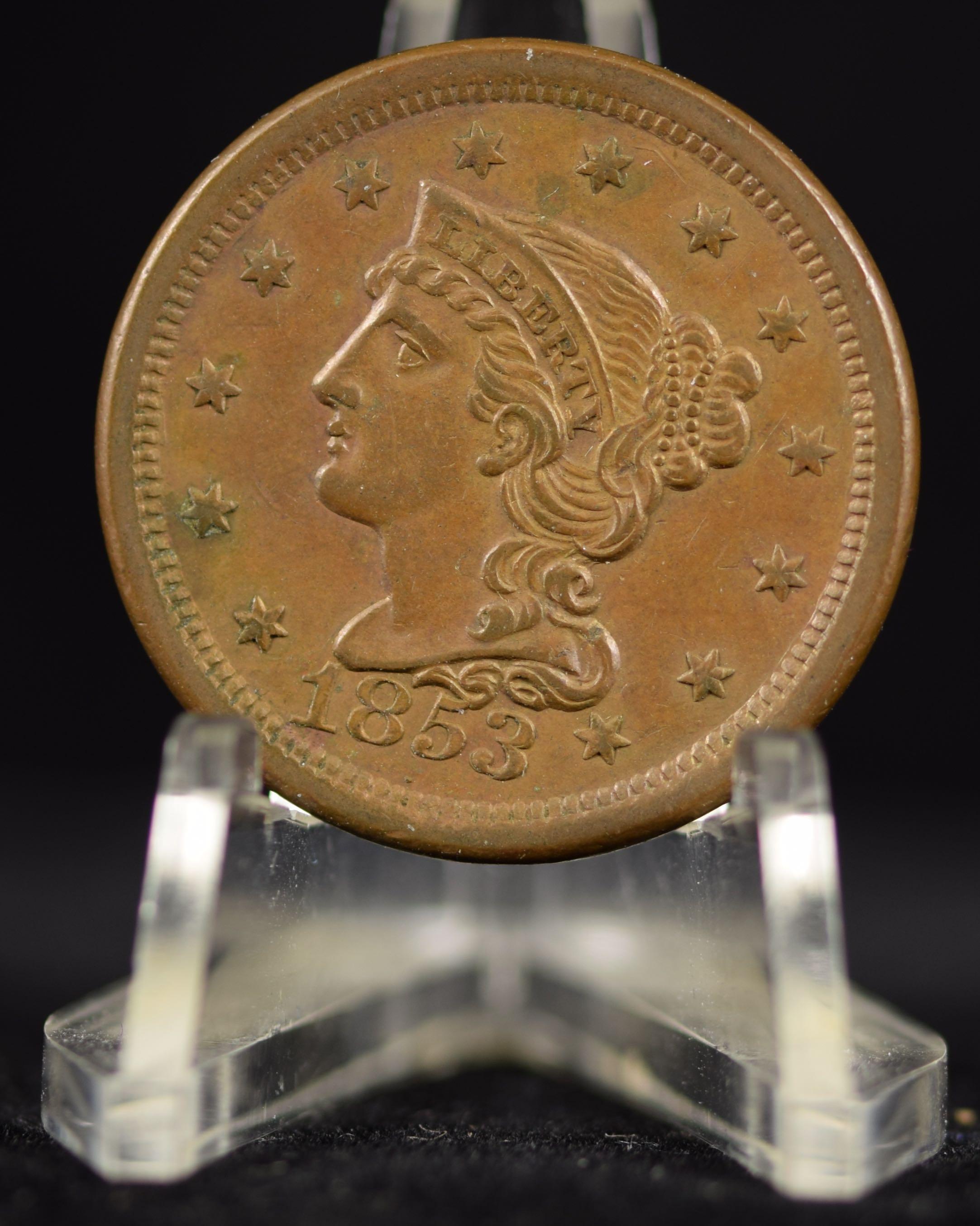 1853 Large Cent Brown UNC