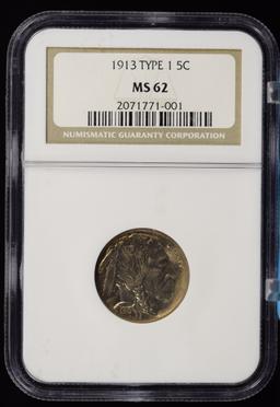 1913 Type 1 Buffalo Nickel NGC MS-62