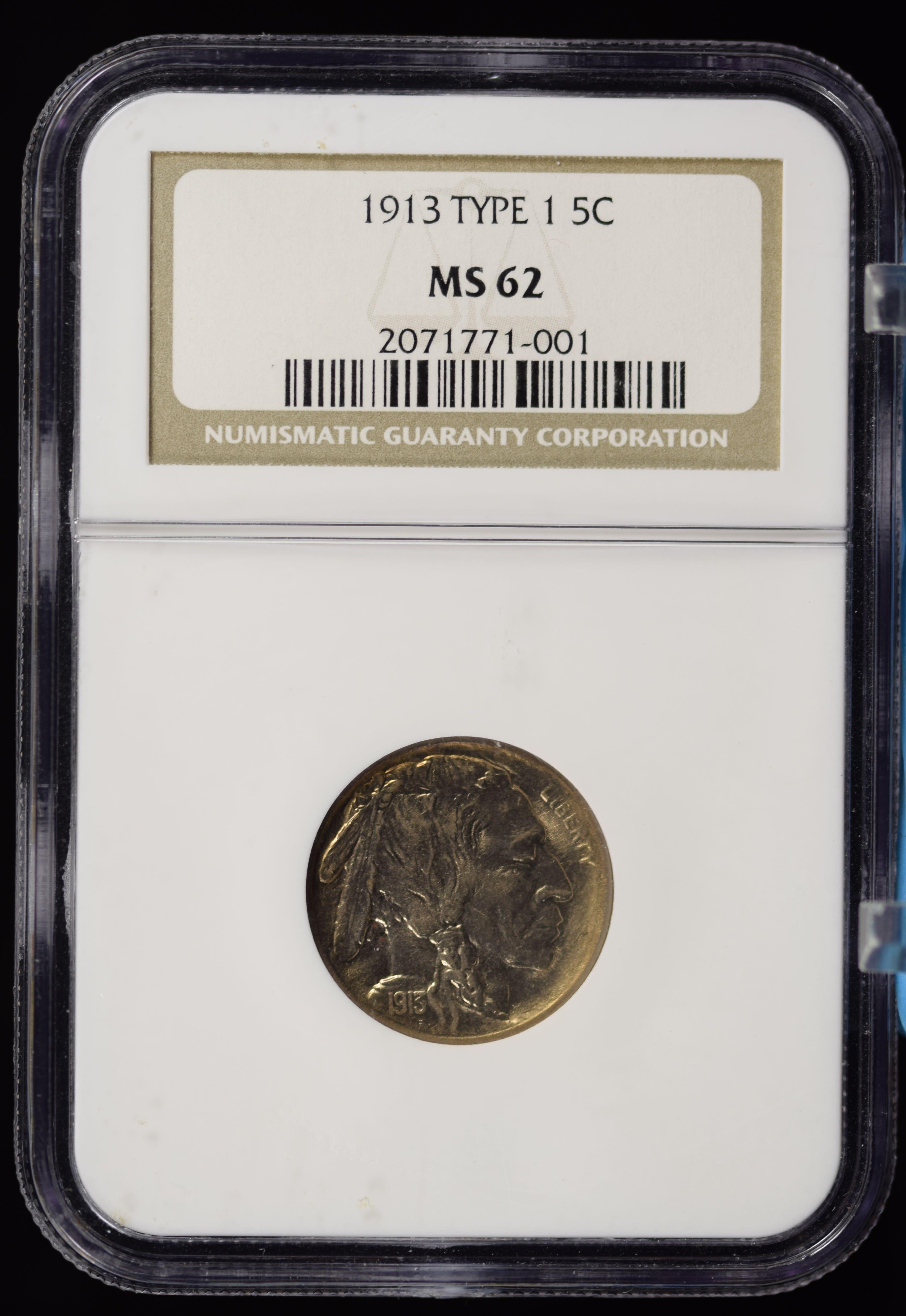 1913 Type 1 Buffalo Nickel NGC MS-62