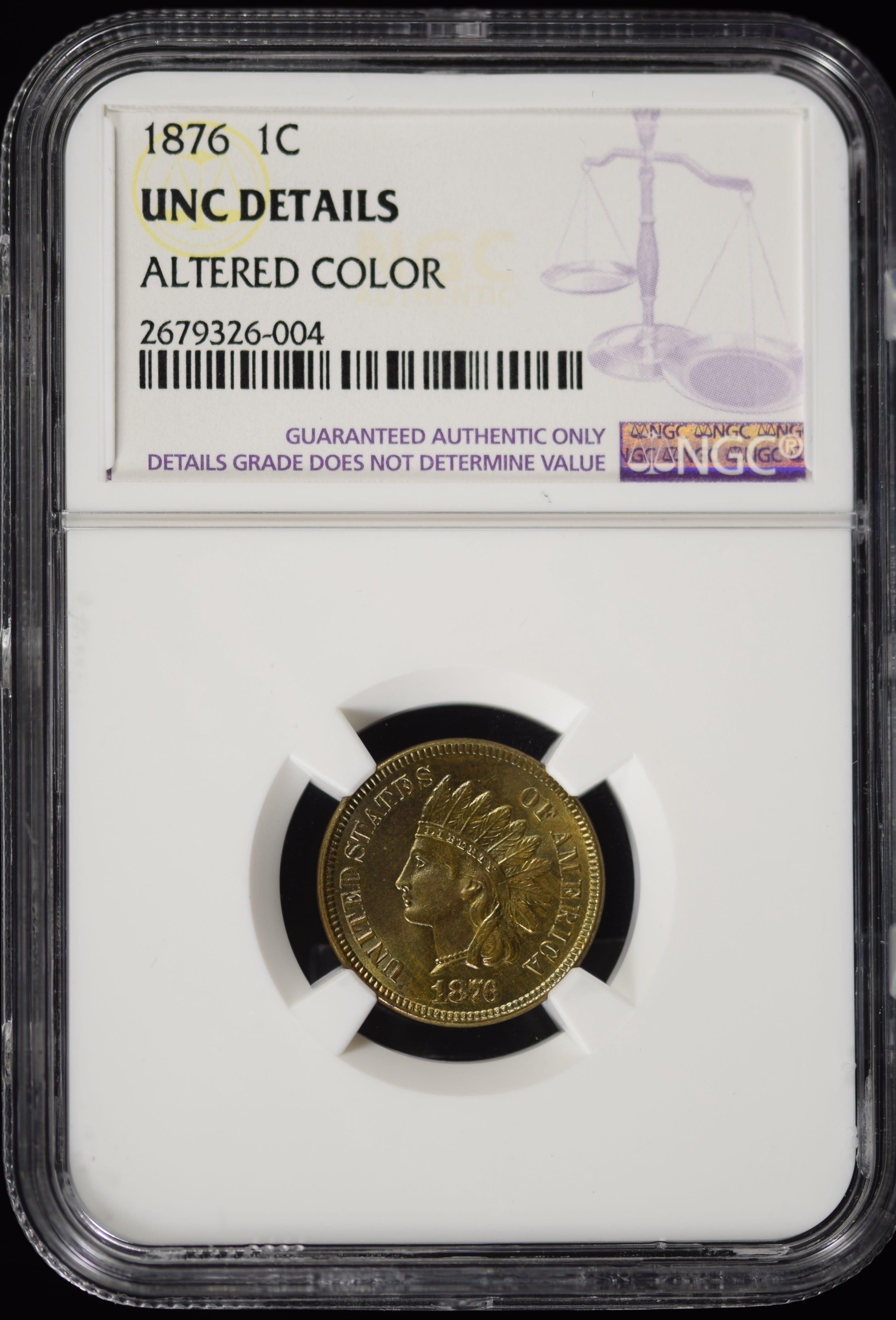1876 Indian Head Cent NGC UNC details