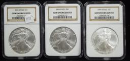 2006 3 American Silver Eagles GEM UNC NGC