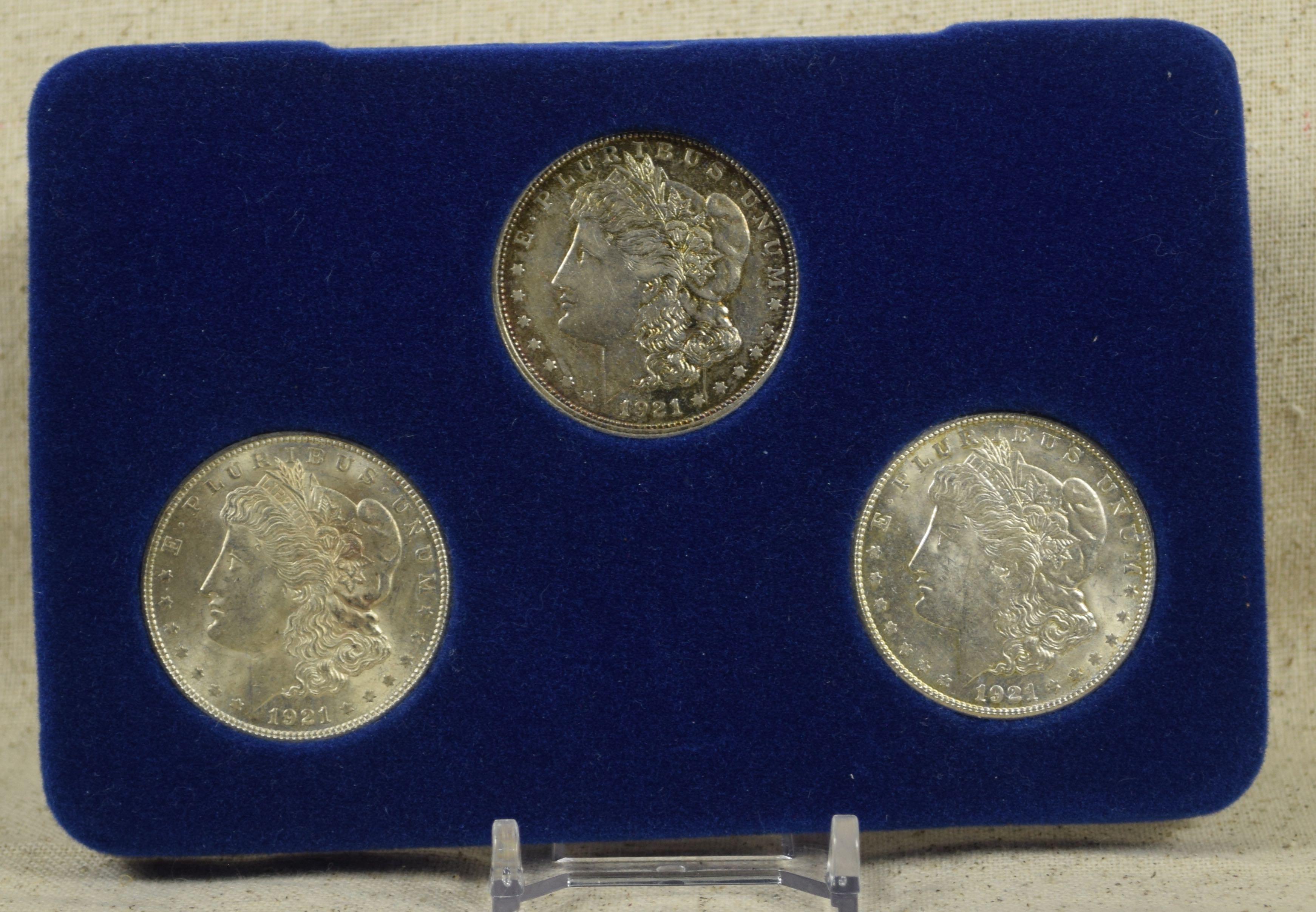 1921 P-D-S Morgan Dollars Set High Grade