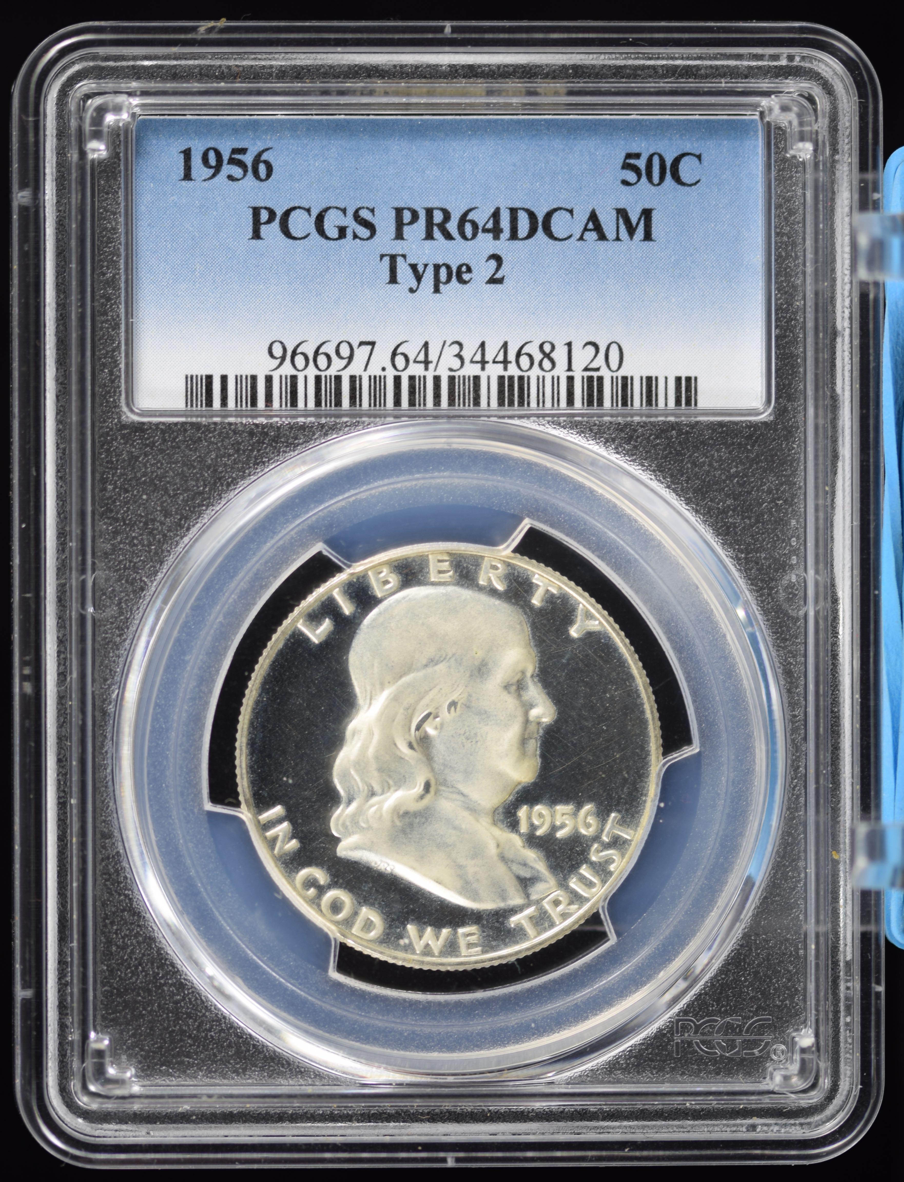 1956 Proof Franklin Half Dollar PCGS PF-64 DCAM Type 2