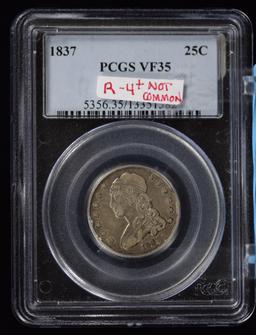 1837 Bust Quarter PCGS VF-35 R4 Plus Not Common