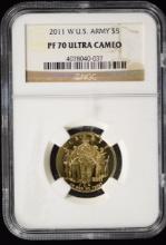 2011-W $5 Gold US Army NGC PF-70 Ultra Cameo