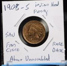 1908-S Indian Head Cent Rare