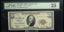 1929 $10 National KC Bank Star J00011541 PMG25VF Nice