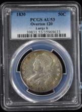 1830 Bust Half Dollar Lg 0 Ov 120 NGC AU-53