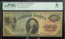 1869 $1 Legal Tender Rainbow K4193145 PMG8VG