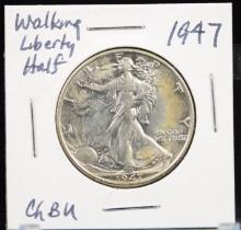 1947 Walking Half Dollar CH BU Last Year Issue