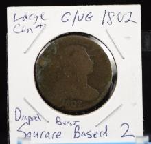 1802 Large Cent Variety 2 Sq Base Damage Marks