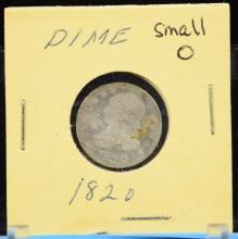 1820 Bust Dime Small O Tough Date G/VG