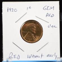 1920 Lincoln Cent GEM UNC Red