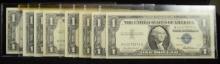 1957 8 $1 Silver Certificates Blue Seal Nice