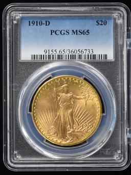 1910-D $20 Gold St Gaudens DD Eagle PCGS MS-65