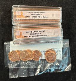 2009 & 2009-D Lincoln Rolls ANACS MS65 Red