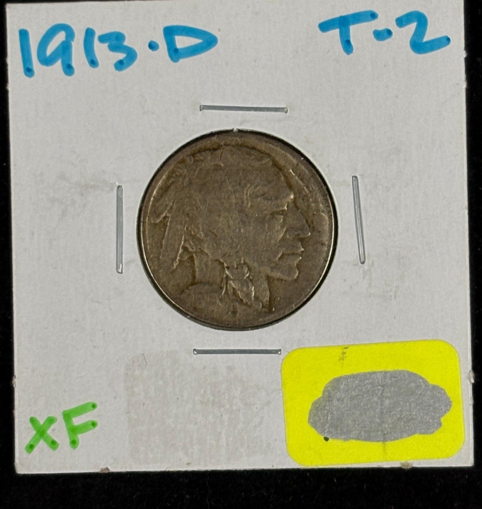 1913-D Type 2 Buffalo Nickel XF