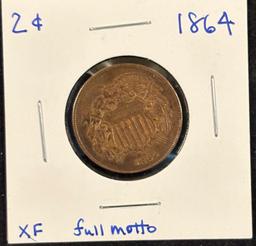 1864 Two Cent XF