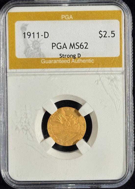 1911-D $2.5 Gold Indian Strong D PGA Strong D