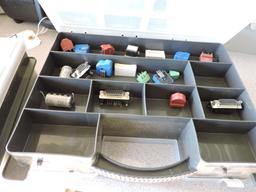 Pair of Portable Parts Bins - Nearly Full of Electrical and Electronic Parts