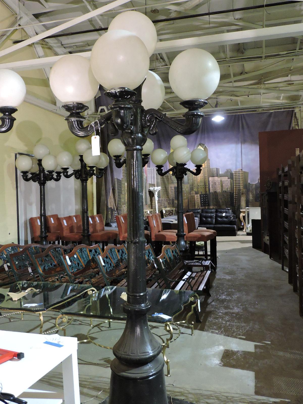 5-Light Lamp Post - Metal Construction - Functions -- Approx. 90" Tall