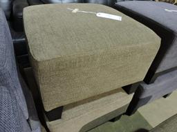 Pair of Cloth Ottomans - Approx. 22" Square X 15" Tall -- BROWN