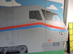 HAND PAINTED AMTRAK TRAIN WALL ART / Approx 17' Wide X 8' Tall