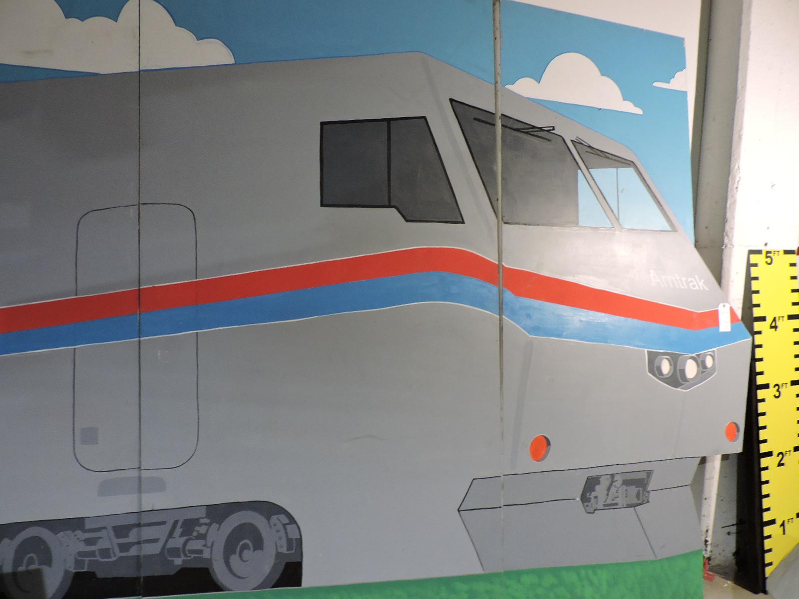 HAND PAINTED AMTRAK TRAIN WALL ART / Approx 17' Wide X 8' Tall