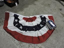 Red, White & Blue Patriotic Fan Bunting / Approx. 72" Wide X 36" Tall - 5 TOTAL