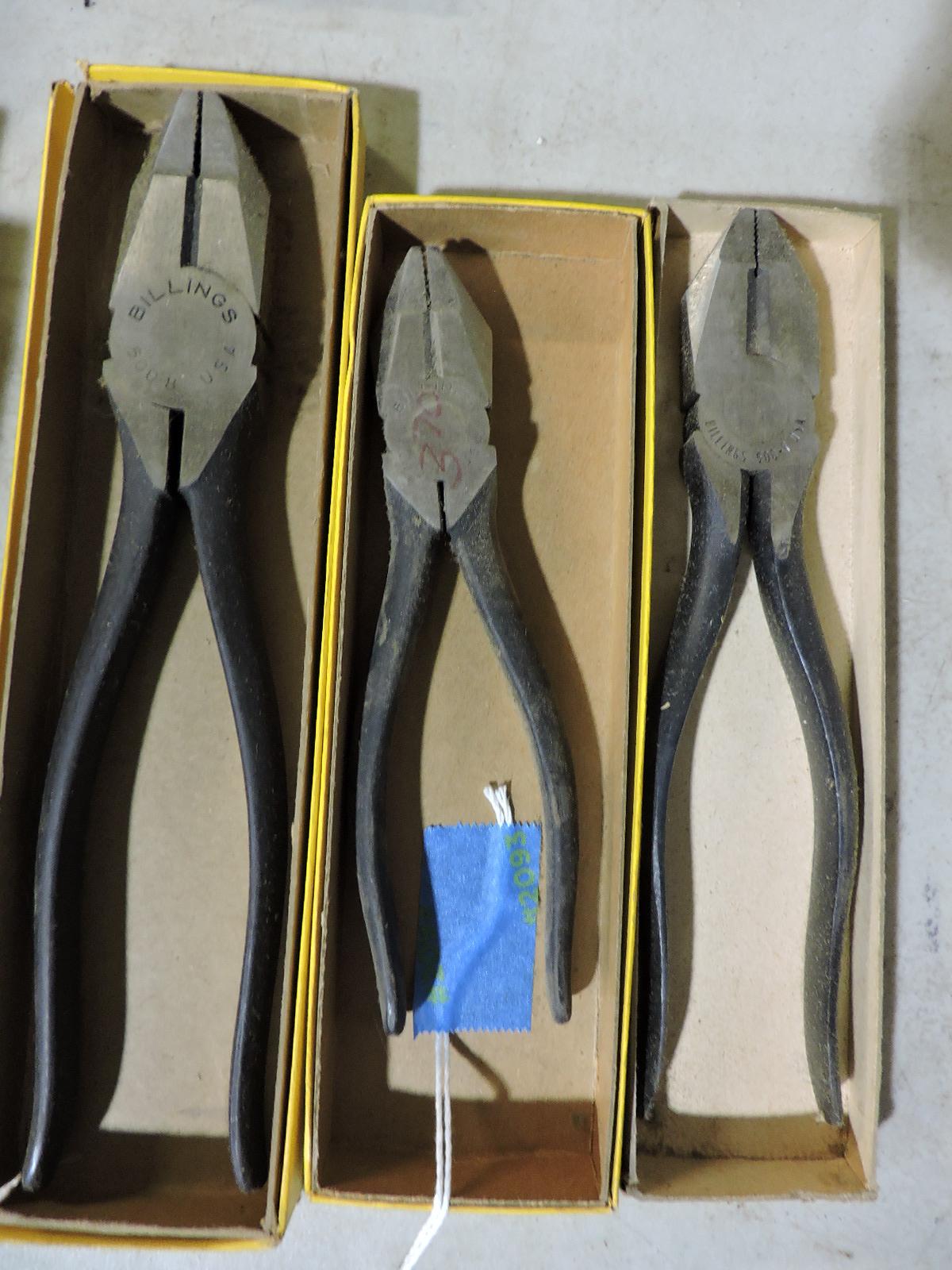 BILLINGS Brand Pliers (3 total) # 95-7 and # 500-13  / NEW Old Stock